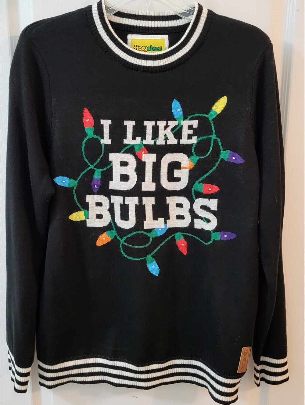 Tipsy Elves "I LIKE BIG BULBS" Ugly Christmas Holiday Sweater Lights Up Adult M